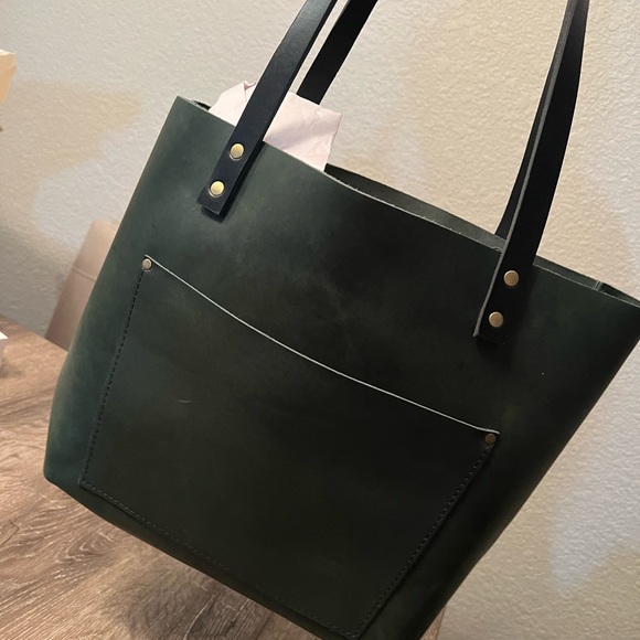 Portland Leather Goods Medium Jade Tote w/ Black Handles - Picture 4 of 10
